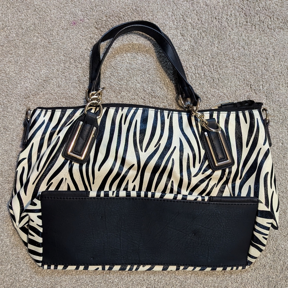 Zebra leather handbag